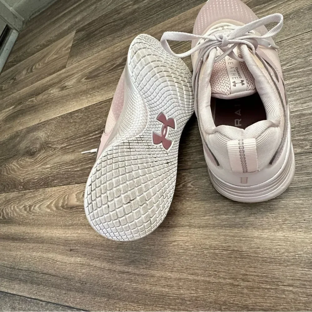 UNDER Armour Charged Breathe 2 Pink Textile Womens Lace Up Trainers sz 10